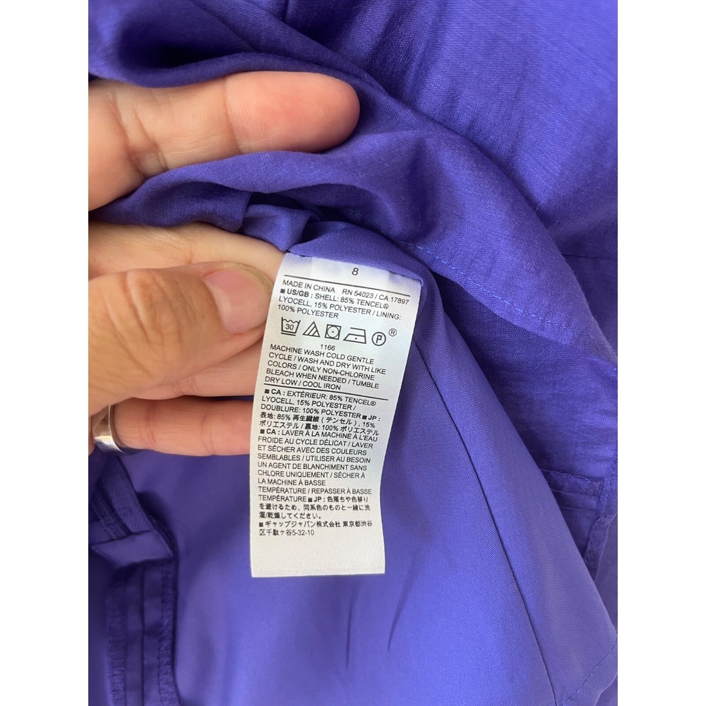 Banana Republic Sz 8 Pleated Purple Camisole Tank Top Lined Back Zip Tencel - Picture 8 of 11